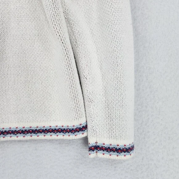 Hanna Andersson Sweater Womens Small White Blue Fair Isle Quarter Zip Pullover - Picture 12 of 12